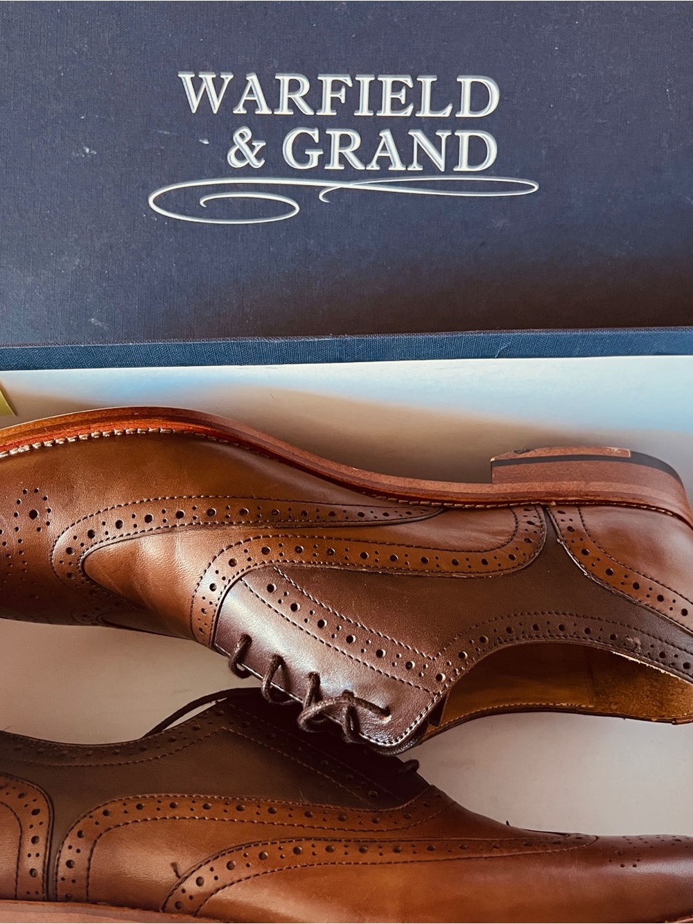 Warfield & Grand Men's Tan Leather Wingtip Oxfords